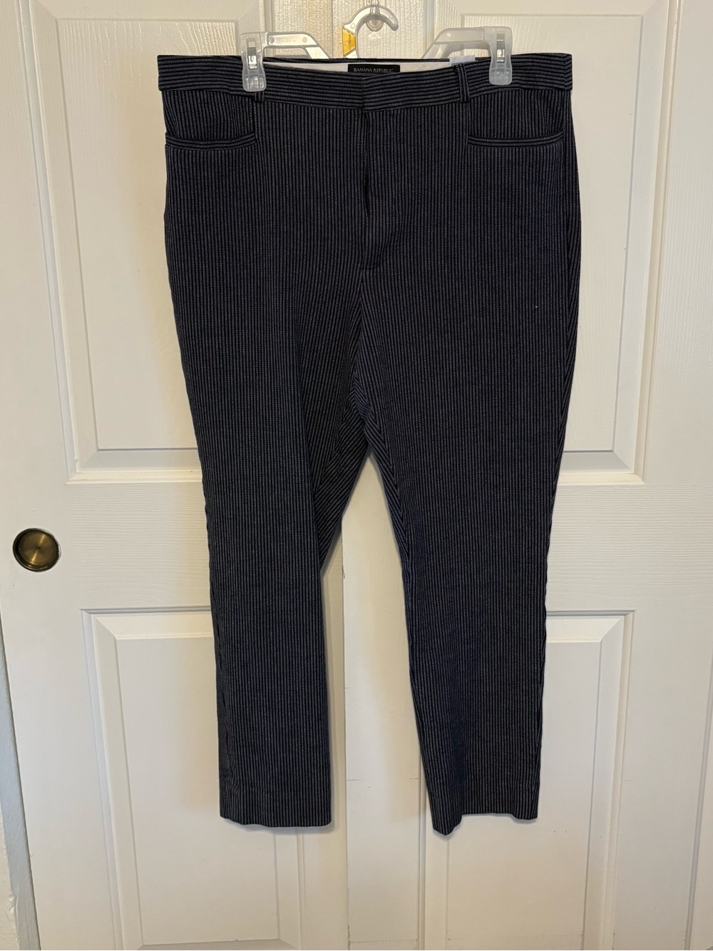 Banana Republic High Rise Sloan Trousers-Navy Pinstripe
